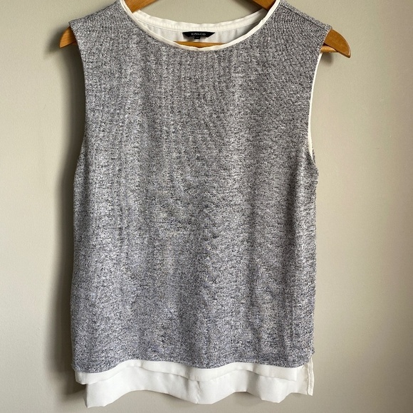 RW & Co. Women's Sleeveless Gray/Black Lined Layered Sweater Top Size Small - Picture 1 of 11